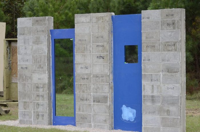 An array of Amidon Shield test panels on a ballistic range